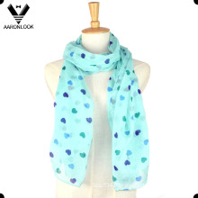 Fashion 100 Polyester Cute Girl Heart Print Scarf